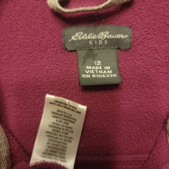 Eddie Bauer Kids Size 12 (L) Purple Fleece Pullover 1/4 Zip Youth Sweater Top - Picture 4 of 8
